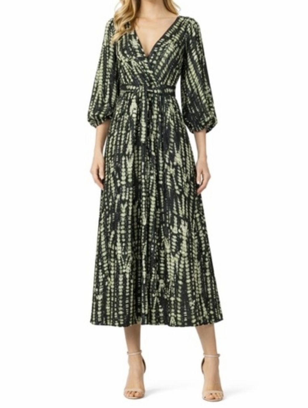 NWOT BANANA REPUBLIC Blouson Maxi Dress, Black Print, Size Large